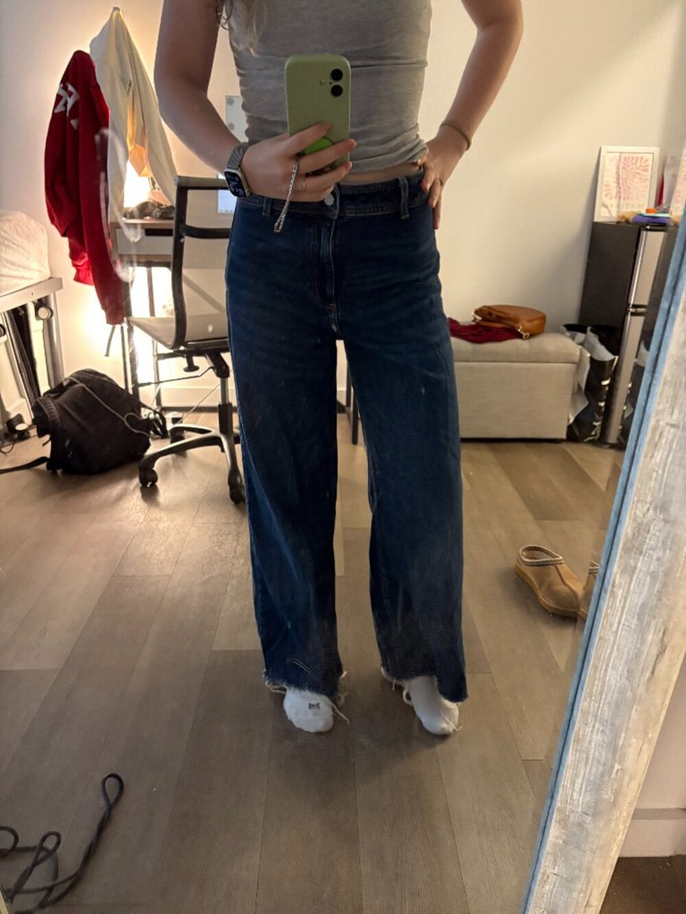 Mango Dark Wash Wide Leg Jeans Size 6